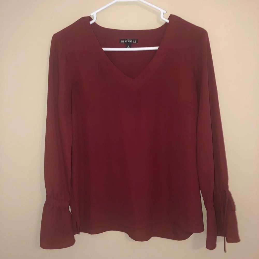 J Crew Factory Bow Sleeve Blouse - Picture 2 of 8